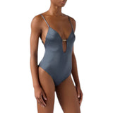 Costumi interi Donna Mc2 Saint Barth - Crunchy Plate Round Neck Onepiece Swimsuit With Ce - Nero
