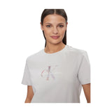 T-shirt Donna Calvin Klein - Diffused Monologo Regular Tee - Bianco