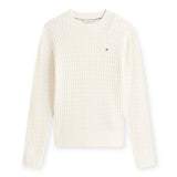 Maglioni Donna Tommy Hilfiger - Cotton Cable Fine Gg C-Nk Swt - Bianco