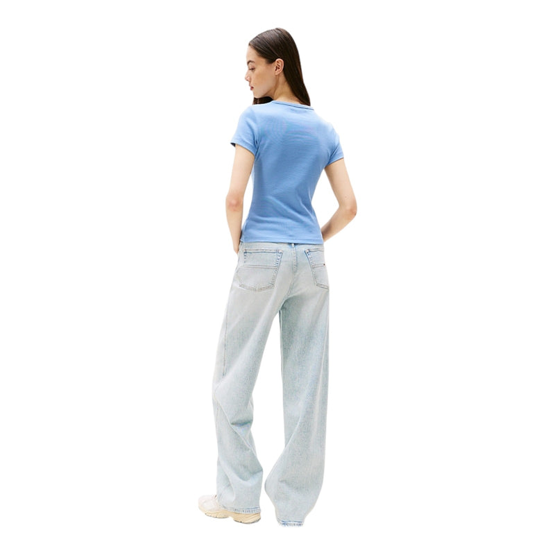 T-shirt Donna Tommy Hilfiger - Tjw Slim Badge Rib Tee - Azzurro
