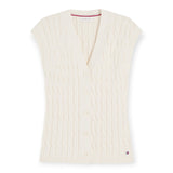 Cardigan Donna Tommy Hilfiger - Mid Gg Cable Vest Cardi - Beige