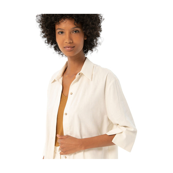 Camicie Donna Surkana - Camicia lunga in viscosa e lino - Bianco