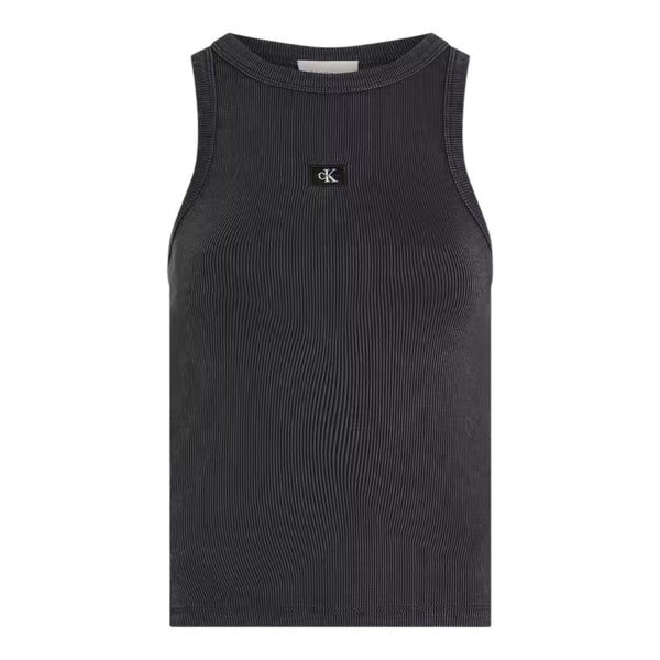 Canotte e top Donna Calvin Klein - Washed Woven Label Rib Tank Top - Grigio