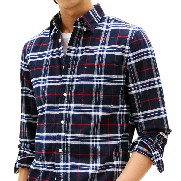 Camicie Uomo Tommy Hilfiger - Brushed Oxford Check Rf Shirt - Azzurro