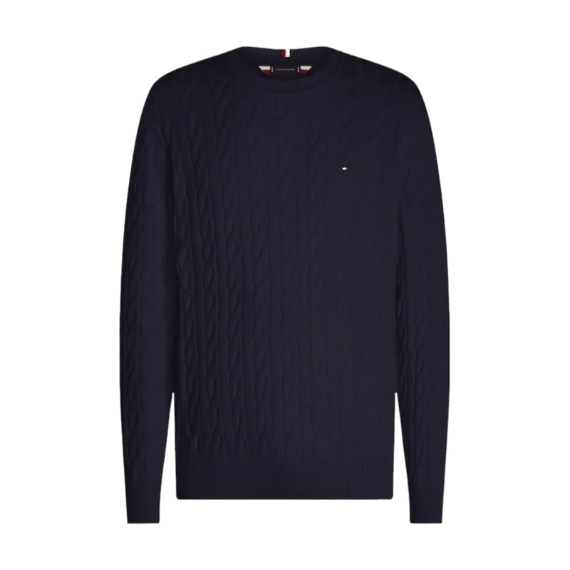 Maglie Uomo Tommy Hilfiger - Classic Cable Crew Neck - Blu