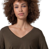 T-shirt Donna Surkana - T-Shirt Ampia Con Scollo A V - Marrone