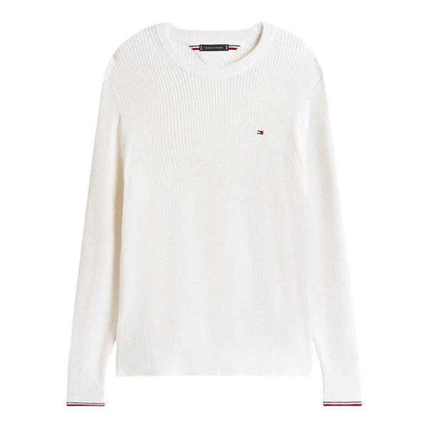 Maglie a manica lunga Uomo Tommy Hilfiger - Rwb Rib Crew Neck - Panna