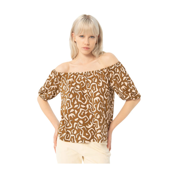 Bluse Donna Surkana - Camicetta a sbuffo con scollo bardot - Multicolore