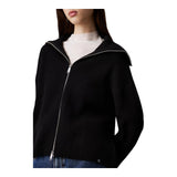 Cardigan Donna Calvin Klein - Chunky Loose Sweater Zip-Through - Nero