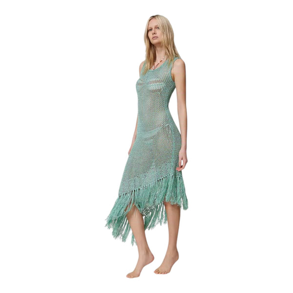 Vestiti casual Donna Twinset - Abito Dritto Lungo In Maglia - Menta