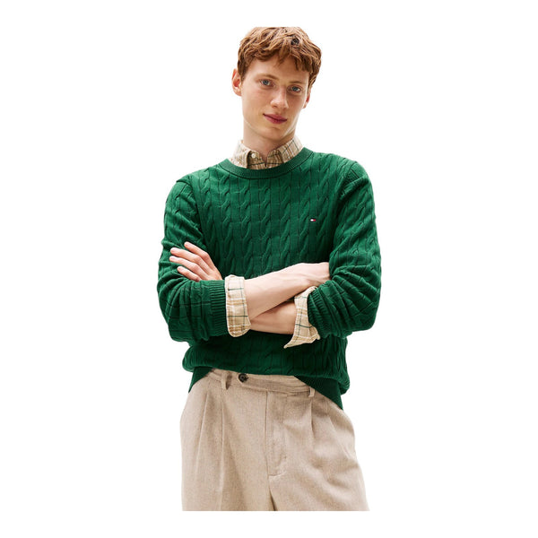 Maglie Uomo Tommy Hilfiger - Classic Cable Crew Neck - Verde