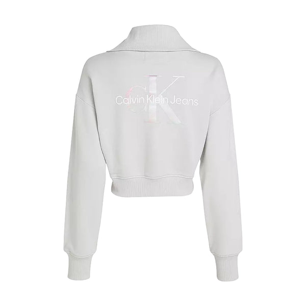 Felpe senza cappuccio Donna Calvin Klein - Diffused Monologo Zip-Through - Panna