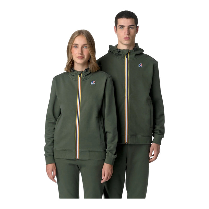 Felpe con cappuccio Uomo K-Way - Le Vrai Arroux Hv Poly Cotton - Verde militare