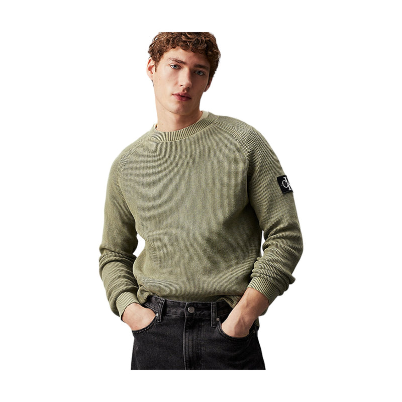 Maglie Uomo Calvin Klein - Washed Badge Sweater - Verde