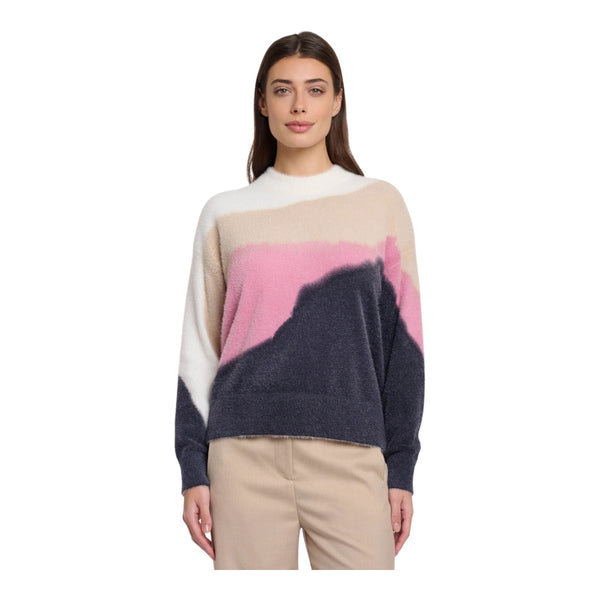 Maglioni Donna RINO & PELLE - Round neck sweater with colour print - Multicolore