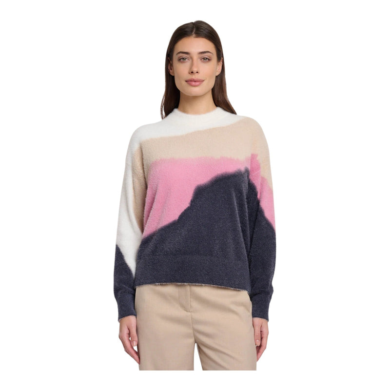 Maglioni Donna RINO & PELLE - Round neck sweater with colour print - Multicolore