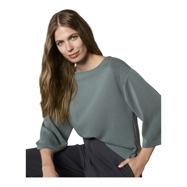 T-shirt Donna Surkana - T-shirt con scollo a barca e manica ampia - Ottanio