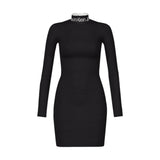 Vestiti casual Donna Calvin Klein - Logo Intarsia Sweater Dress - Nero