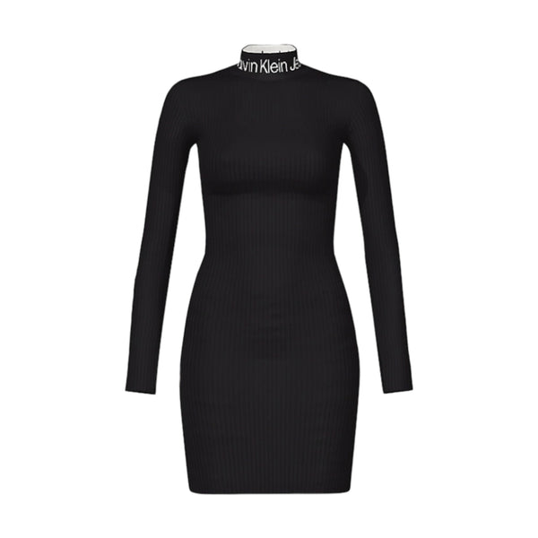 Vestiti casual Donna Calvin Klein - Logo Intarsia Sweater Dress - Nero