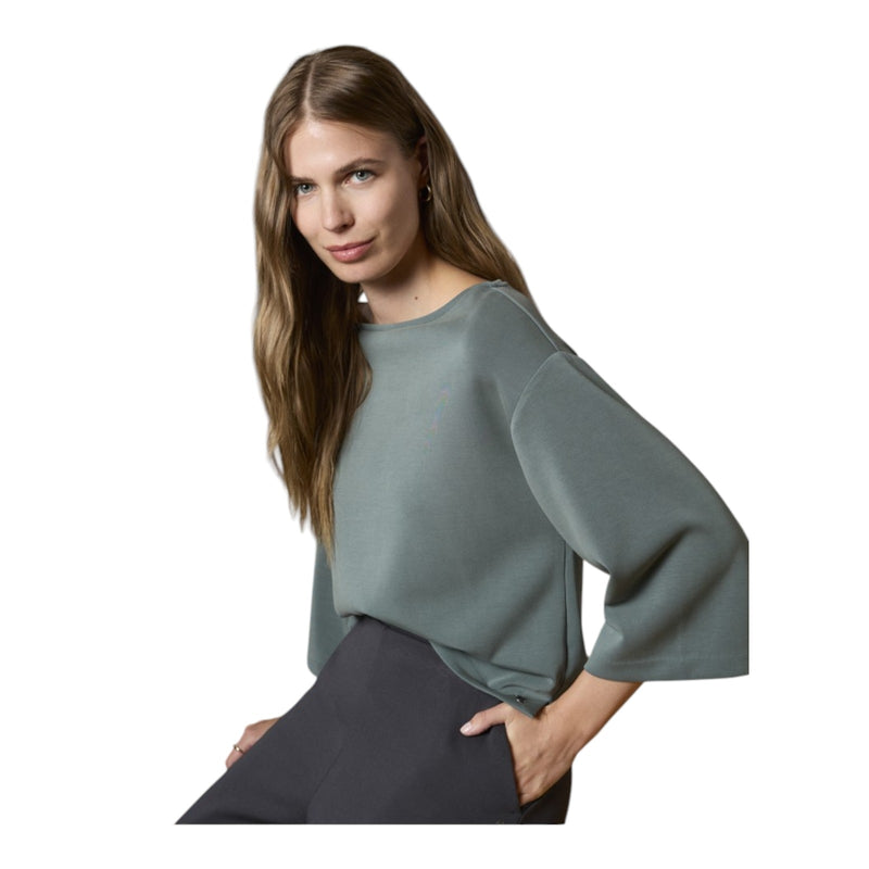 T-shirt Donna Surkana - T-shirt con scollo a barca e manica ampia - Ottanio
