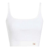 Canotte e top Donna Calvin Klein - Woven Label Sweater Bralette - Bianco