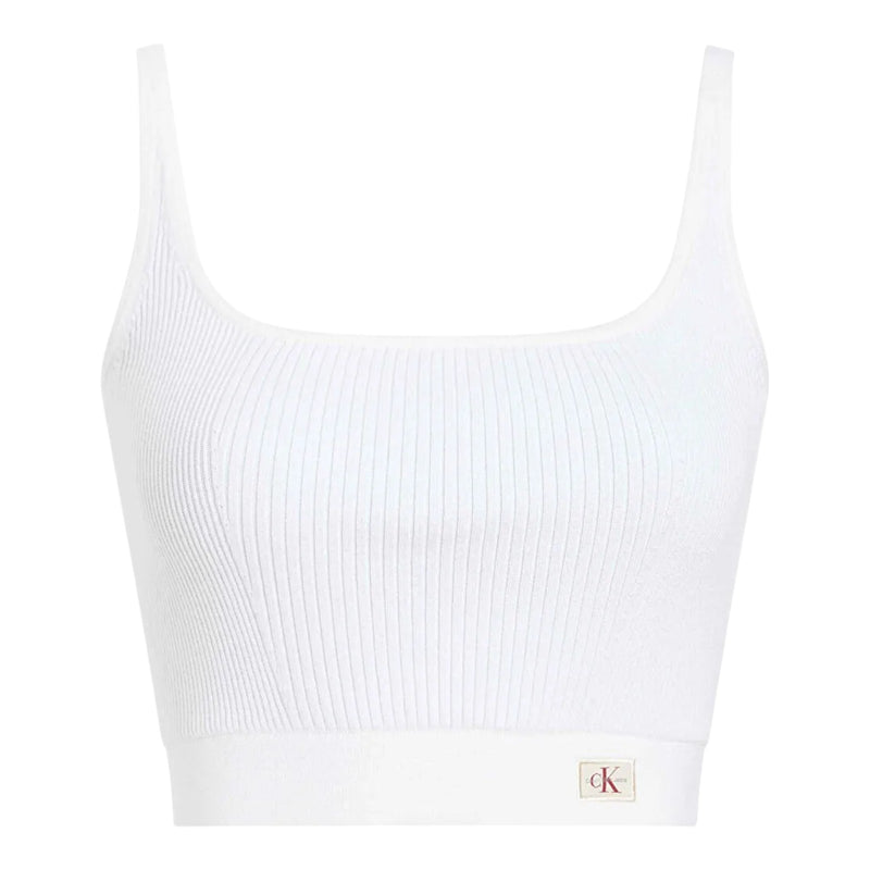Canotte e top Donna Calvin Klein - Woven Label Sweater Bralette - Bianco
