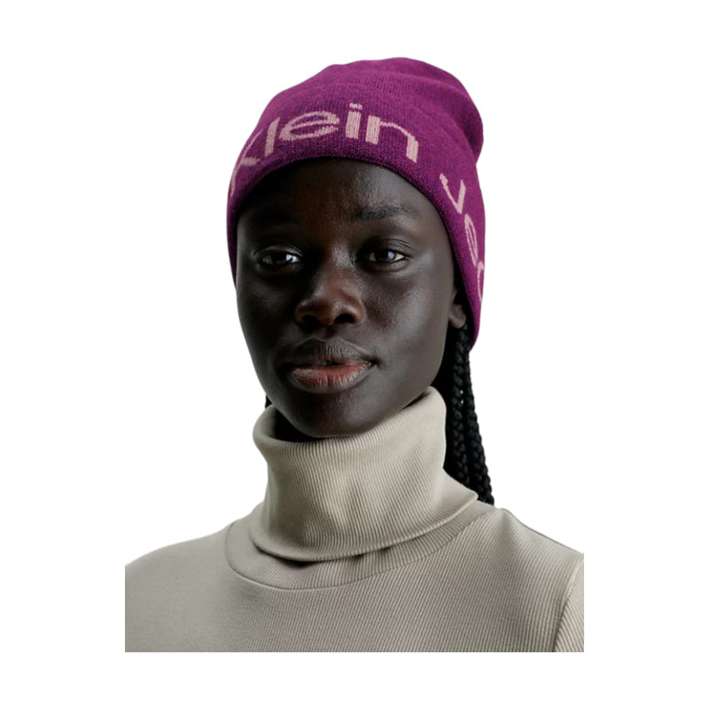 Berretti in maglia Donna Calvin Klein - Logo Beanie - Bordeaux