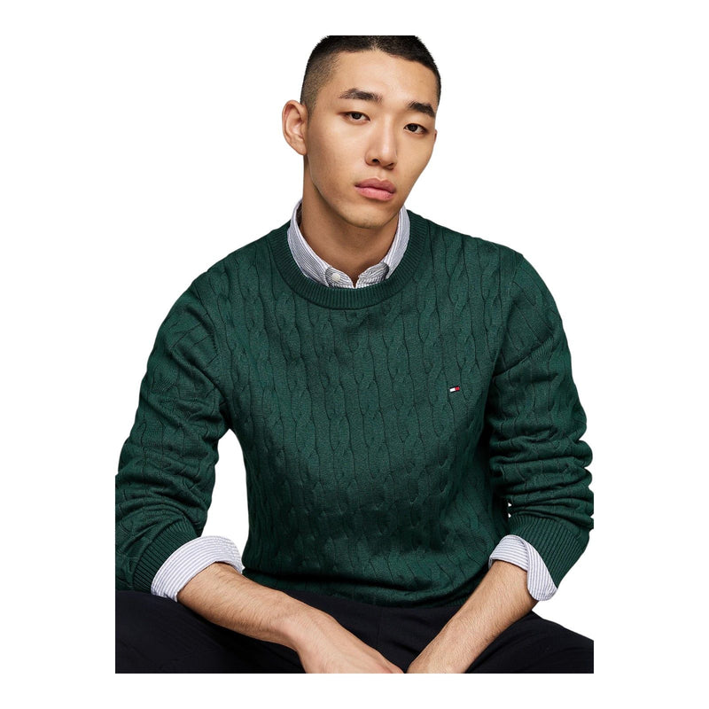 Maglie Uomo Tommy Hilfiger - Classic Cable Crew Neck - Verde