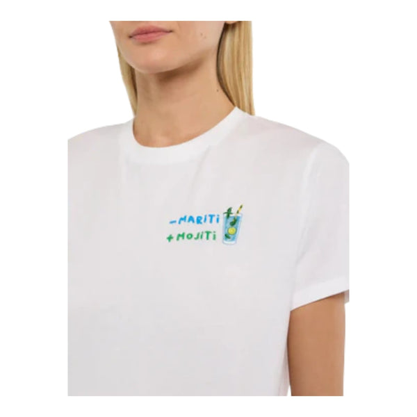 T-shirt Donna Mc2 Saint Barth - Emilie Cotton Crew Neck T-Shirt - Bianco