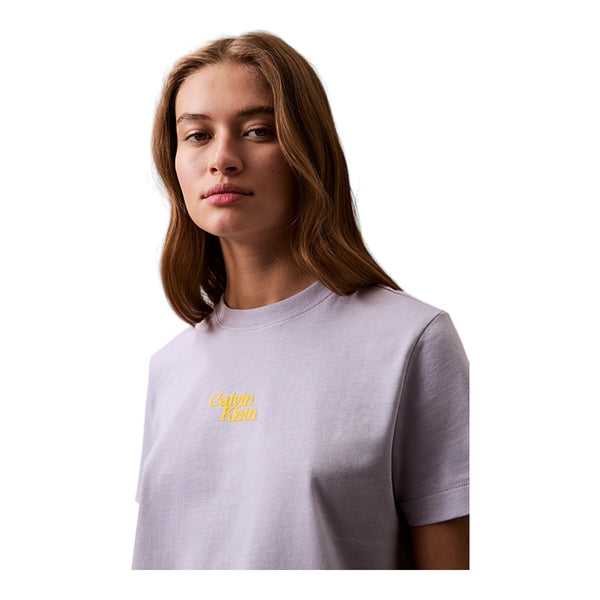 T-shirt Donna Calvin Klein - Ss Flocked Logo Cn Tee - Lilla