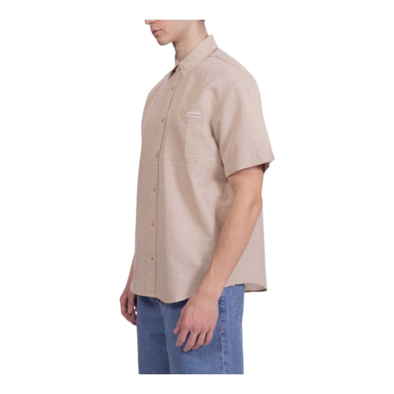 Camicie casual Uomo Calvin Klein - Linen Cotton S/S Shirt - Beige