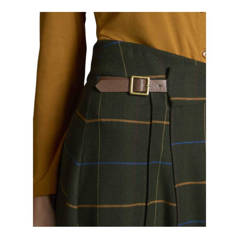 Gonne casual Donna Surkana - Gonna a quadri con pieghe davanti - Verde