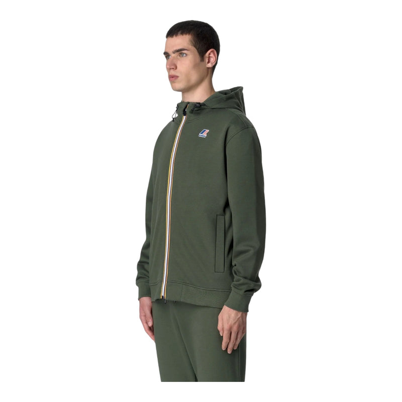 Felpe con cappuccio Uomo K-Way - Le Vrai Arroux Hv Poly Cotton - Verde militare