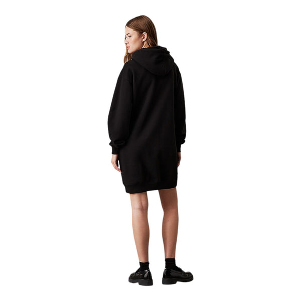 Felpe con cappuccio Donna Calvin Klein - Chenille Monologo Hoodie Dress - Nero