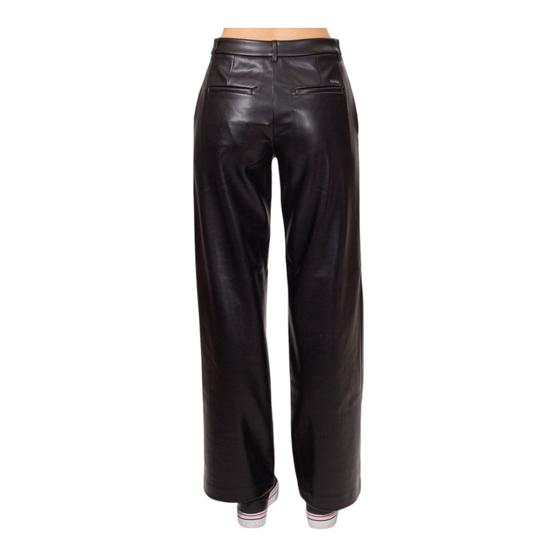 Pantaloni Donna Calvin Klein - Faux Leather Straight Pant - Nero