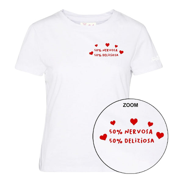 T-shirt Donna Mc2 Saint Barth - Emilie Cotton Crew Neck T-Shirt - Bianco