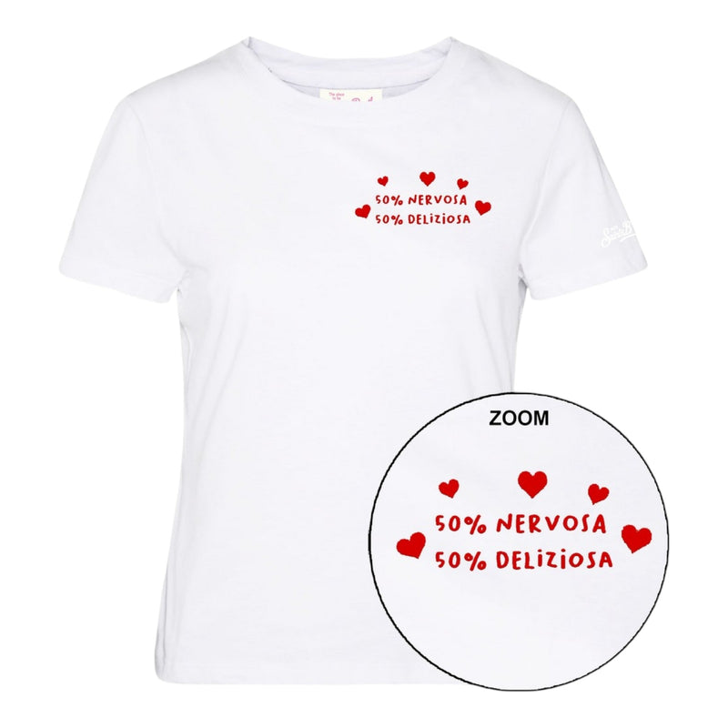 T-shirt Donna Mc2 Saint Barth - Emilie Cotton Crew Neck T-Shirt - Bianco