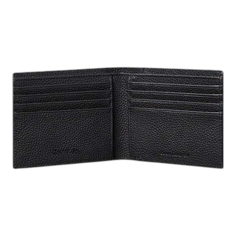 Portafogli Uomo Calvin Klein - Portafoglio a libro con logo stampato in lamina - Nero