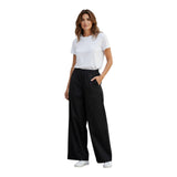Pantaloni Donna Alpha Studio - Panta Wide Leg Popeline Unito - Nero