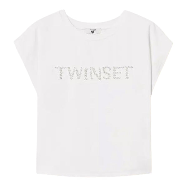 T-shirt Donna Twinset - T-Shirt Boxi Con Ricamo - Bianco