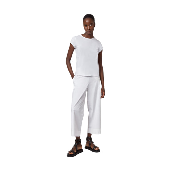 Pantaloni Donna Alpha Studio - Pantalone Garconne Popeline Pesante - Bianco