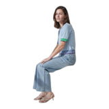 Maglie Donna Surkana - Maglione con scollo tondo a maniche corte - Celeste