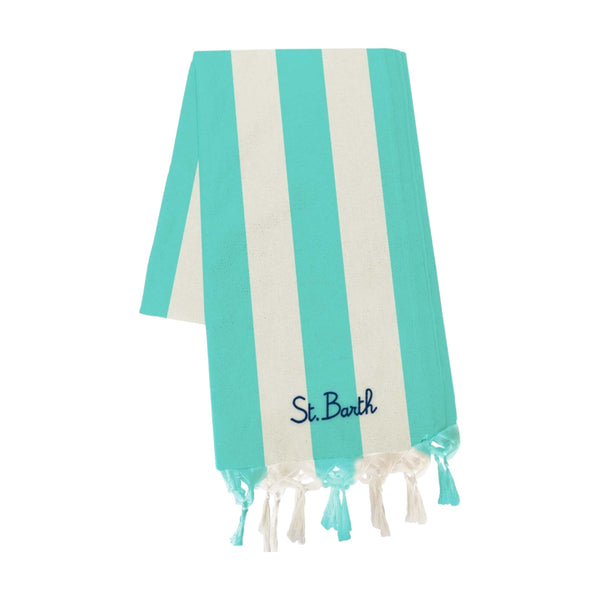 Teli mare Unisex Mc2 Saint Barth - Foutas Light N Ultra Light Beach Towel With Fringe - Celeste