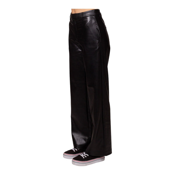 Pantaloni Donna Calvin Klein - Faux Leather Straight Pant - Nero