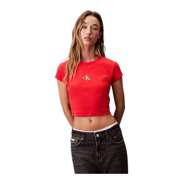 T-shirt Donna Calvin Klein - Monogram Baby Tee - Rosso