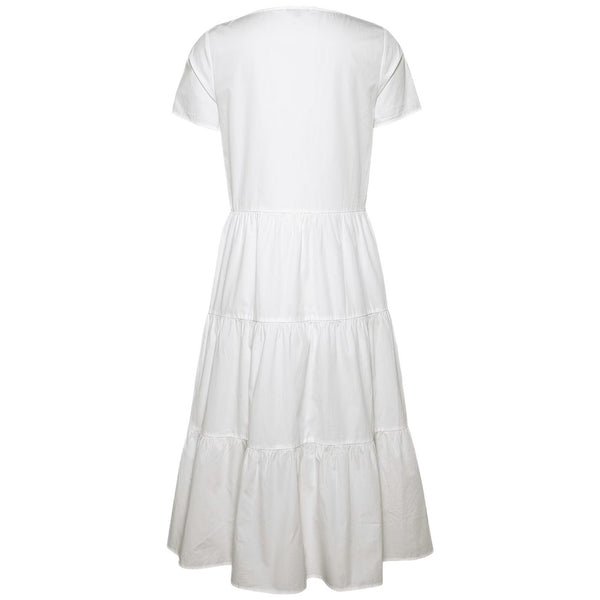 Vestiti casual Donna Tommy Hilfiger - Tjw Poplin Tiered Ss Midi Dress - Bianco