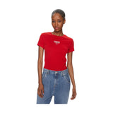 T-shirt Donna Tommy Hilfiger - Tjw Slim Essntl Logo 1Tee - Rosso