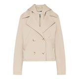 Giubbini Donna RINO & PELLE - Double breasted jacket with detachable hood collar - Panna