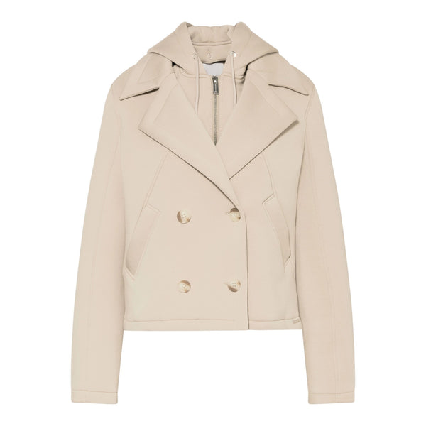 Giubbini Donna RINO & PELLE - Double breasted jacket with detachable hood collar - Panna