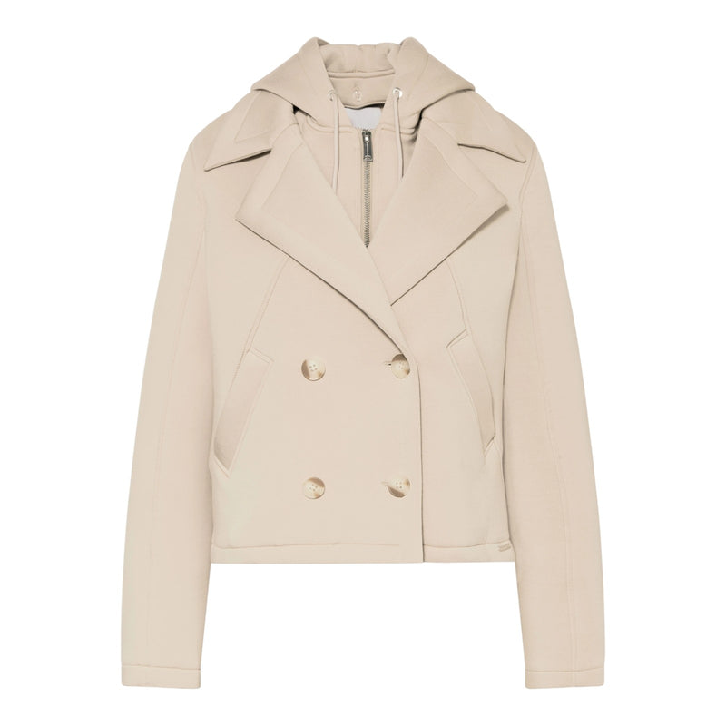 Giubbini Donna RINO & PELLE - Double breasted jacket with detachable hood collar - Panna
